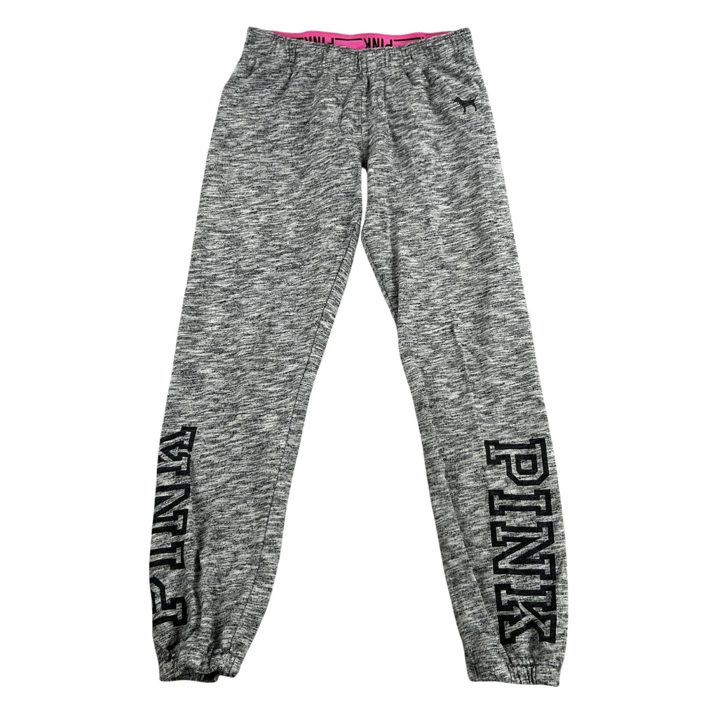PINK Victoria's Secret Marled Jogger Sweatpants XS Gray Women Logo Loungewear